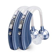 Digital Hearing Amplifiers Qty 2 (Modern Blue) 500Hr Battery by Britzgo BHA-220D
