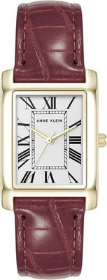 Anne Klein Classic Quartz Silver Dial Gold Women'sBrown Leather Strap  Watch