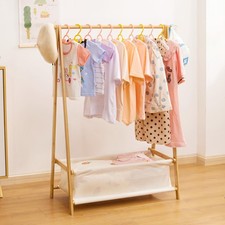 Kids Clothing Rack with Storage Box, Dress up Holder, Child Garment Stand wit...
