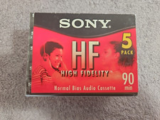 5 Pack SONY HF High Fidelity Normal Bias 90 min Blank Audio Cassette Tapes New