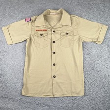 Boy Scouts of America Uniform Shirt Youth Medium Beige Short Sleeve BSA