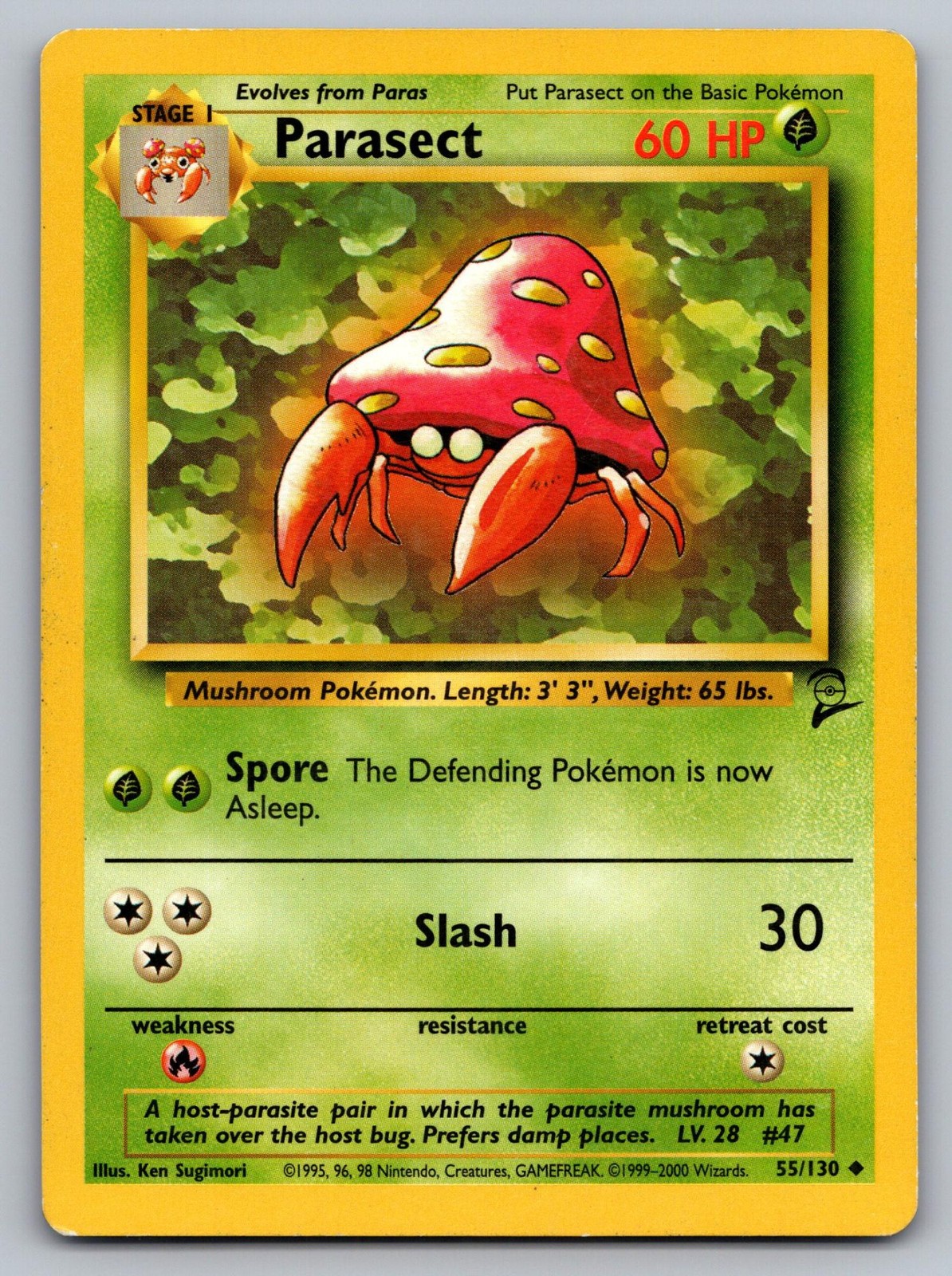 PARASECT 55/130 UNCOMMON BASE SET 2 POKEMON LP