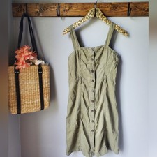 GAP Khaki Button Front Jumper Dress XS Petite