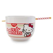 Sanrio Hello Kitty x Nissin Cup Noodles 20-Ounce Ramen Bowl and Chopstick Set