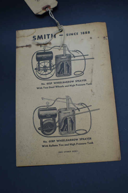 *Victorian* Wheel Barrow Sprayer Tag - DB Smith, Utica, NY