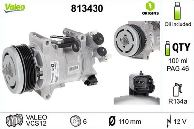 Compressor, air conditioning Valeo for Citroen Berlingo 1.2 PureTech 110 813430