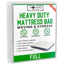Full Mattress Bag for Moving and Storage - 5 Mil Mattress Cover for Moving an...