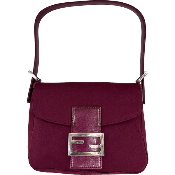 Fendi Mamma Baguette Pink Fabric Leather Shoulder Bag FF Logo Vintage Auth Japan