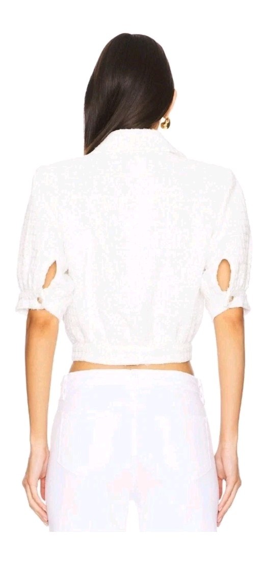 L'AGENCE Elegant Women's Jacket Sz 10 Cove Tweed Cropped White New