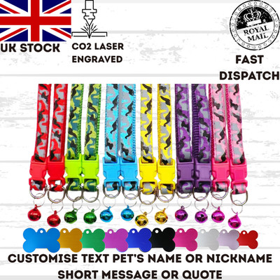 Katze Haustier Welpe Halsband personalisiert Etikett Schnalle verstellbare Größe Design ID