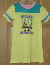 Nickelodeon Youth Yellow T-Shirt Pajama Nightgown Spongebob Squarepants Sz 7/8