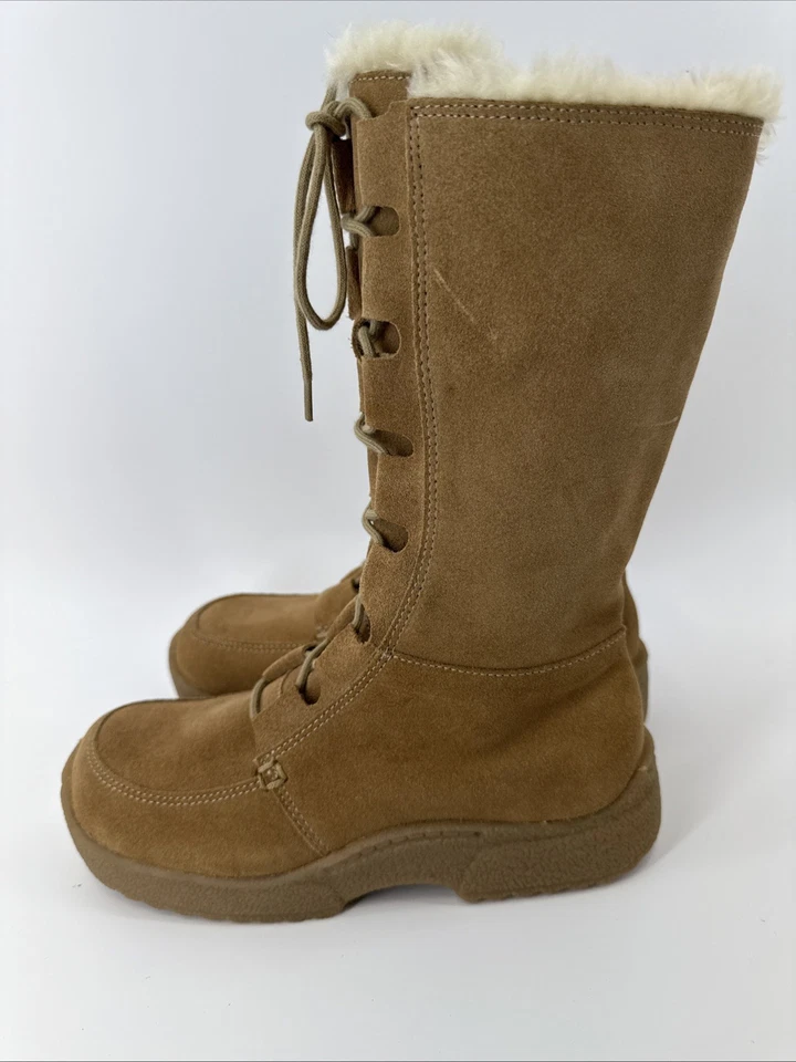 Botas para mujer REPORT Krusade beige tostado gamuza gruesas invierno con cordones talla 6,5 Foto 4 de 4