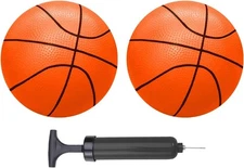 Mini Basketballs Orange 2 Pack 5" Set with Pump Needle Durable Material for Mini