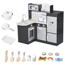 Childrens Electronic Cooking Kitchen Toy w/ Microwave, Fridge,  Cabinets, Black