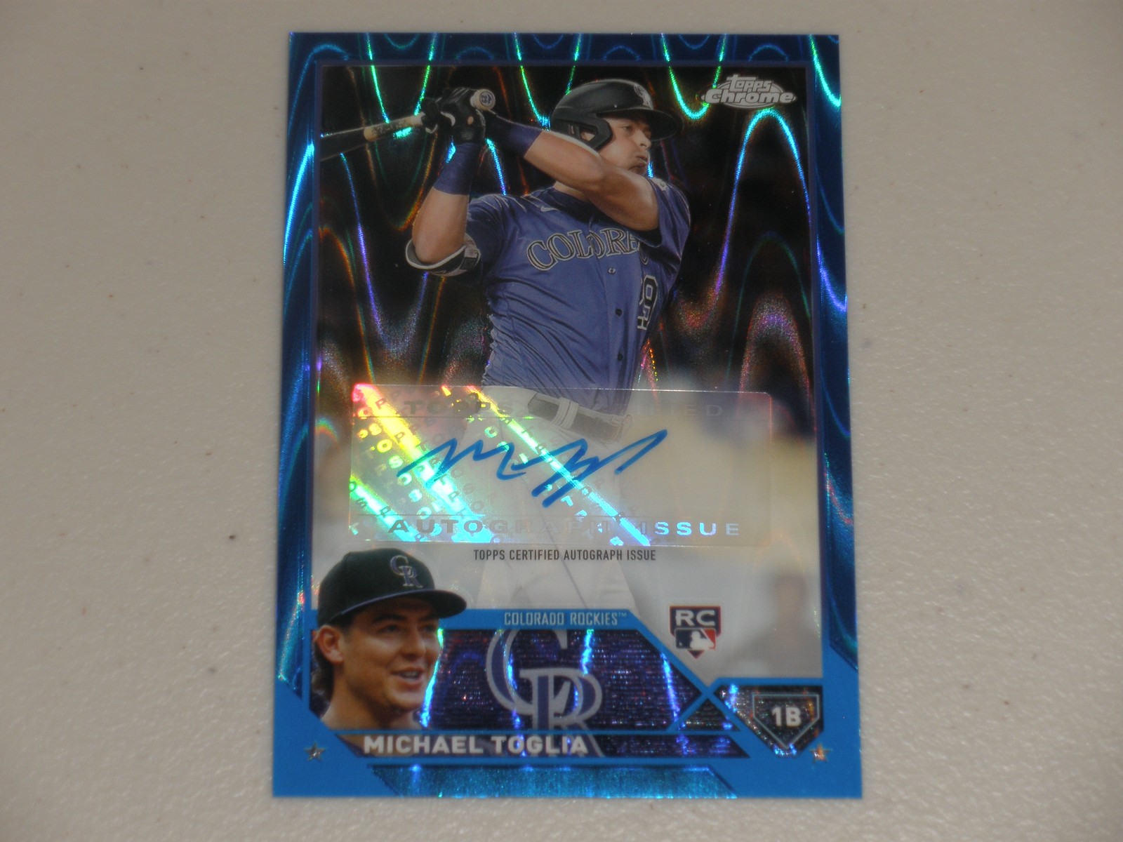 2023 Topps Chrome Blue RayWave Refractor Autograph Auto Michael Toglia /150 RC