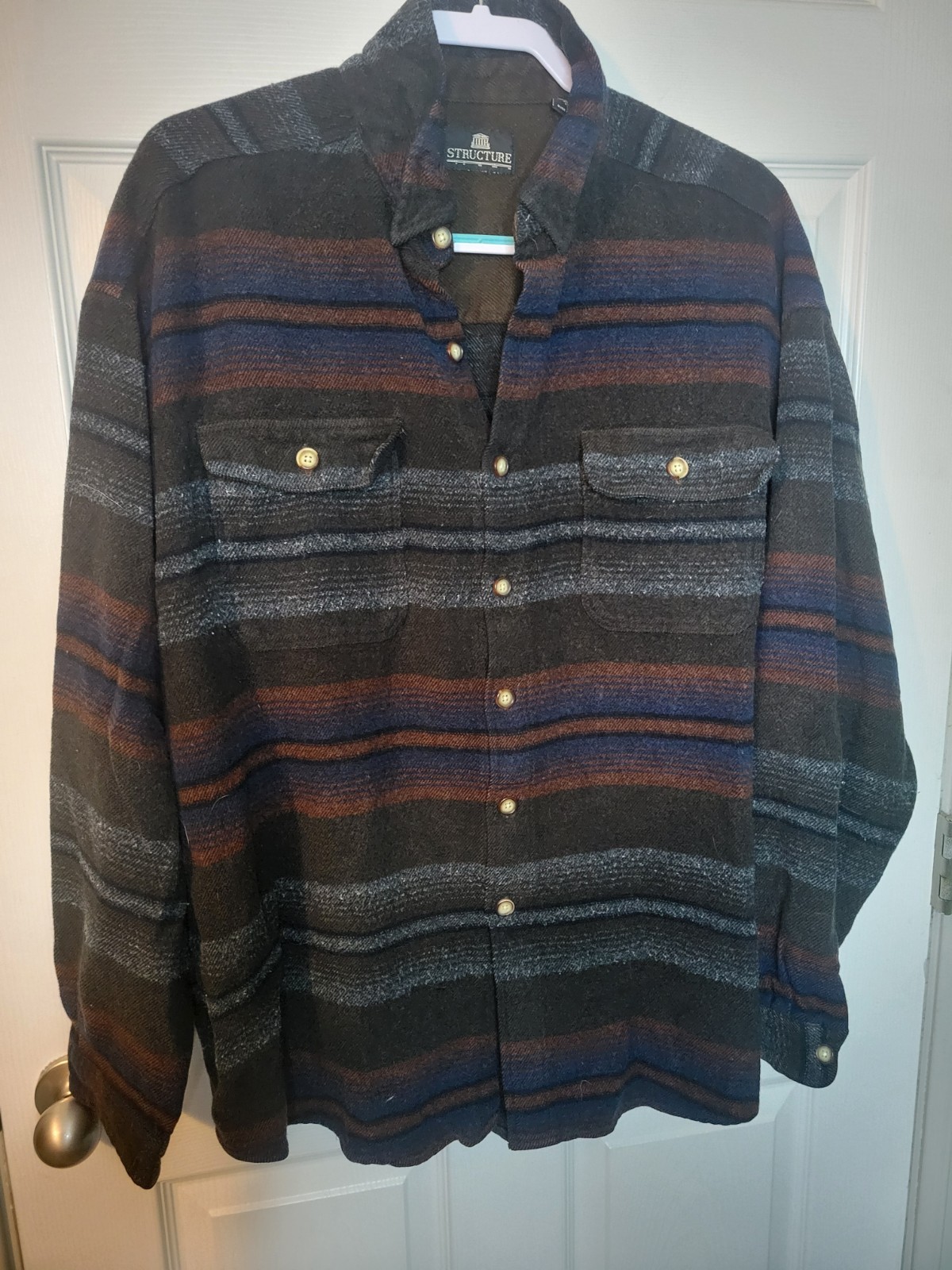 Structure Xl Men's Flannel Shirt Long Sleeve Stri… - image 1