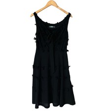 Anthropologie Eva Franco Black Floral Appliqué Dress Size S Small