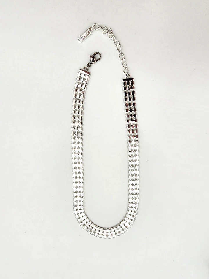 VINTAGE DESIGNER MARKED NAPIER CRYSTAL SILVERTONE CHOKER NECKLACE 13.5--15.5" !! - Image 3 of 4