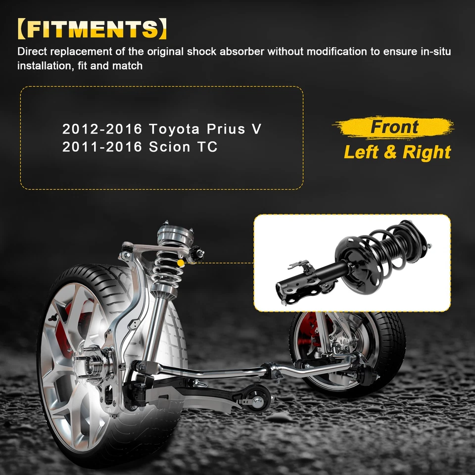 For 2012-2014 2015 2016 Toyota Prius V Front Complete Struts Shocks W/ Spring 2x Foto 4 de 4