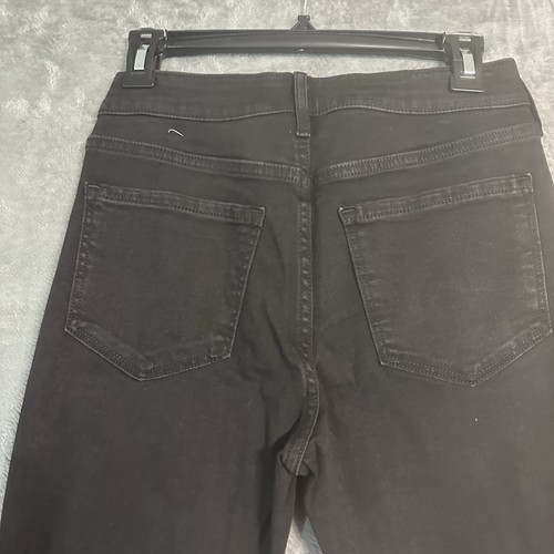 Old Navy Rockstar Jeans Size 6 Black Mid-Rise Super Skinny Distressed Raw Hem - Picture 4 of 9