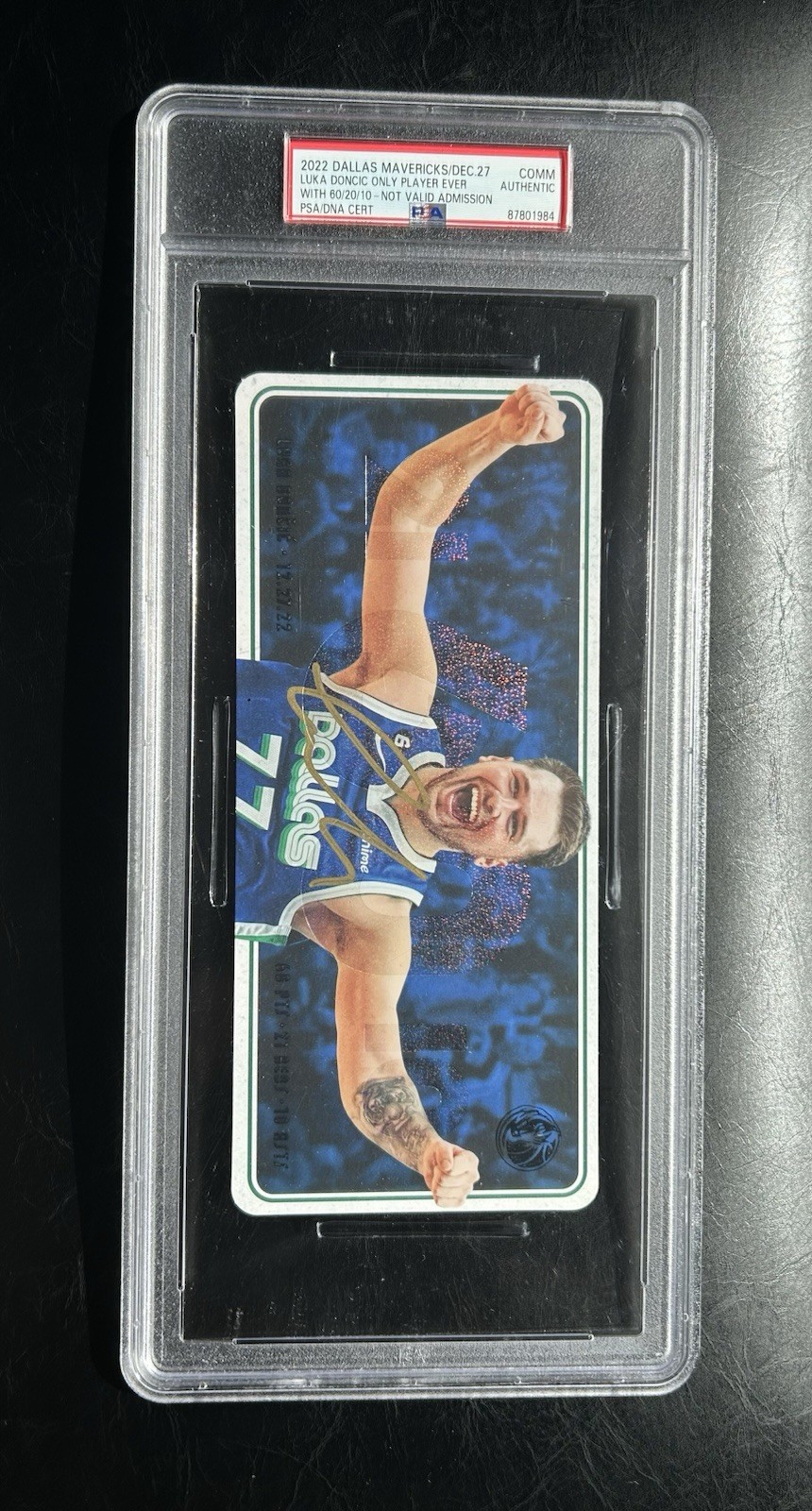 Luka Don i Dallas Mavericks 2022 Luka Doncic 60/20/10 Commemorative Ticket AUTO SSP PSA Authenticated POP 5! 