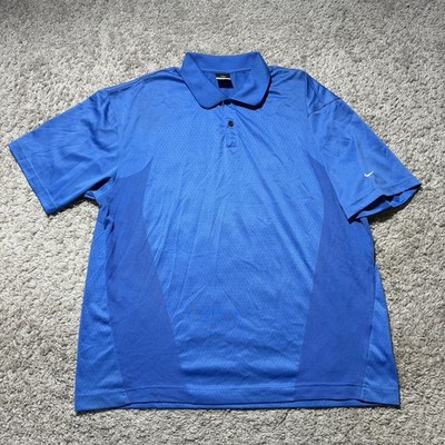 Nike Tiger Woods Golf Polo Shirt XL Blue Vintage Y2k Logo Dri-FIT Performance