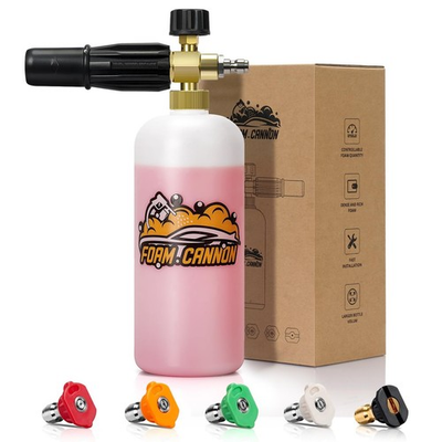 #ad Foam Cannon Kit 1L Bottle Snow Foam Cannon with 5 Pressure Washer Nozzle Tip... $26.74