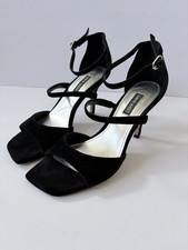 Nine West Sighs Dress Sandals Black 7 Suede Going Out Statement Career Preppy