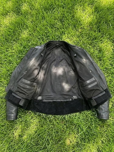 Vanson vintage style unique Leather Motorcycle Race Jacket Black image 3