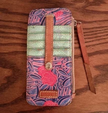 Conseula Loretta Card Organizer Wallet With Zipper Slim Colorful Mixed Media 