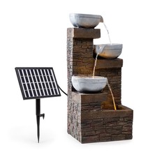 Solarbrunnen Wasserspiel Gartenbrunnen Zierbrunnen Terrasse 34x76x36cm LED braun