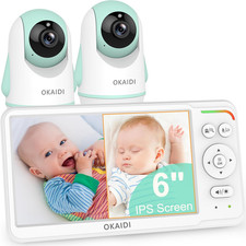 Baby Monitor with 2 Cameras and Audio, Video Baby Monitor with 6'' IPS Split-Scr