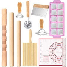 Pasta Making Tools 10 PCS Kit with 1 Ravioli Maker 3 Rolling Pins 1 Gnocchi