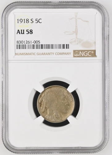 1918-S BUFFALO NICKEL AU58 NGC