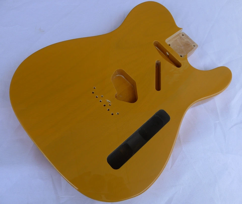 Tele Vintage Style Guitar Body 2pcs Centre Joined Alder Trans Yellow ≦2.16kg