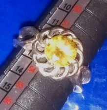 Citrine 925 Flower Design Ring STERLING SILVER SIZE 6.5 Open Sides Unique Style