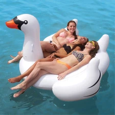 Swimline 75"L Giant Swan Inflatable Animal Bird Ride On Swimming Pool Float