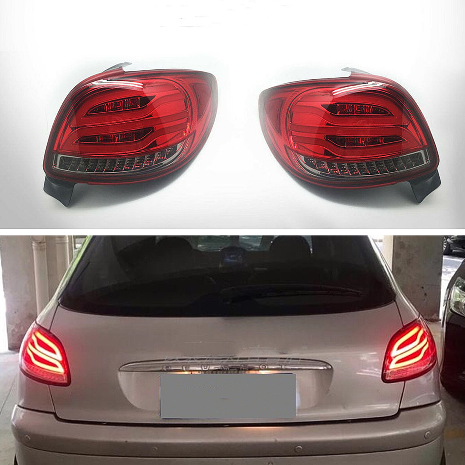 PEUGEOT 206 LED Taillights Rear Lamp Dark Red 1998-2010 Replacement