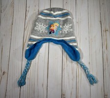 Disney Frozen Anna Elsa Kids Girls Beanie Warm Hat Soft Grey/Blue OSFM PRE OWNED