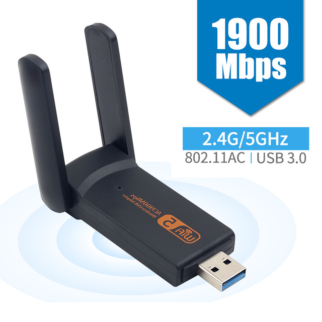 Dual Band 1900Mbps WiFi USB 3.0 Wireless Dongle Antenna 5G 2.4Ghz
