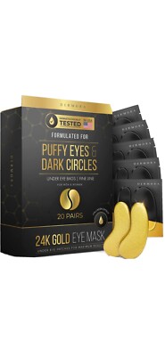 24K Gold Eye Mask  18 Pairs - Puffy Eyes and Dark Circles Treatments   Look L...