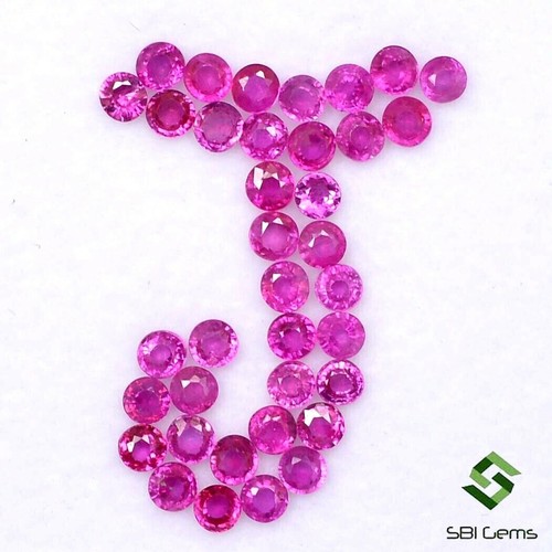 Lote de 2 mm de corte redondo de rubí natural 37 piezas de piedras preciosas sueltas calibradas de 2,10 quilates - Imagen 2 de 6
