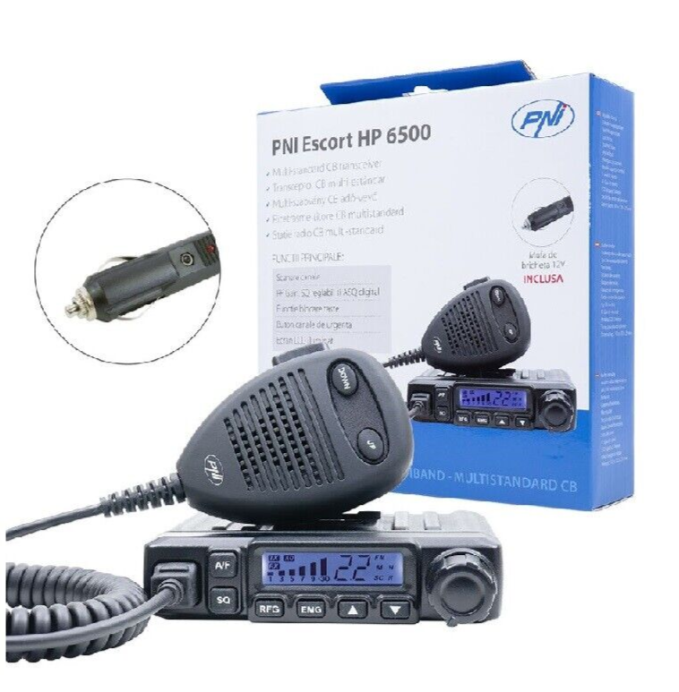 CB-Funkgerät PNI Escort HP 6500, Multistandard, 4 W, AM-FM, 12 V, ASQ, HF-Verstärkung, Zigarettenanzünderstecker enthalten