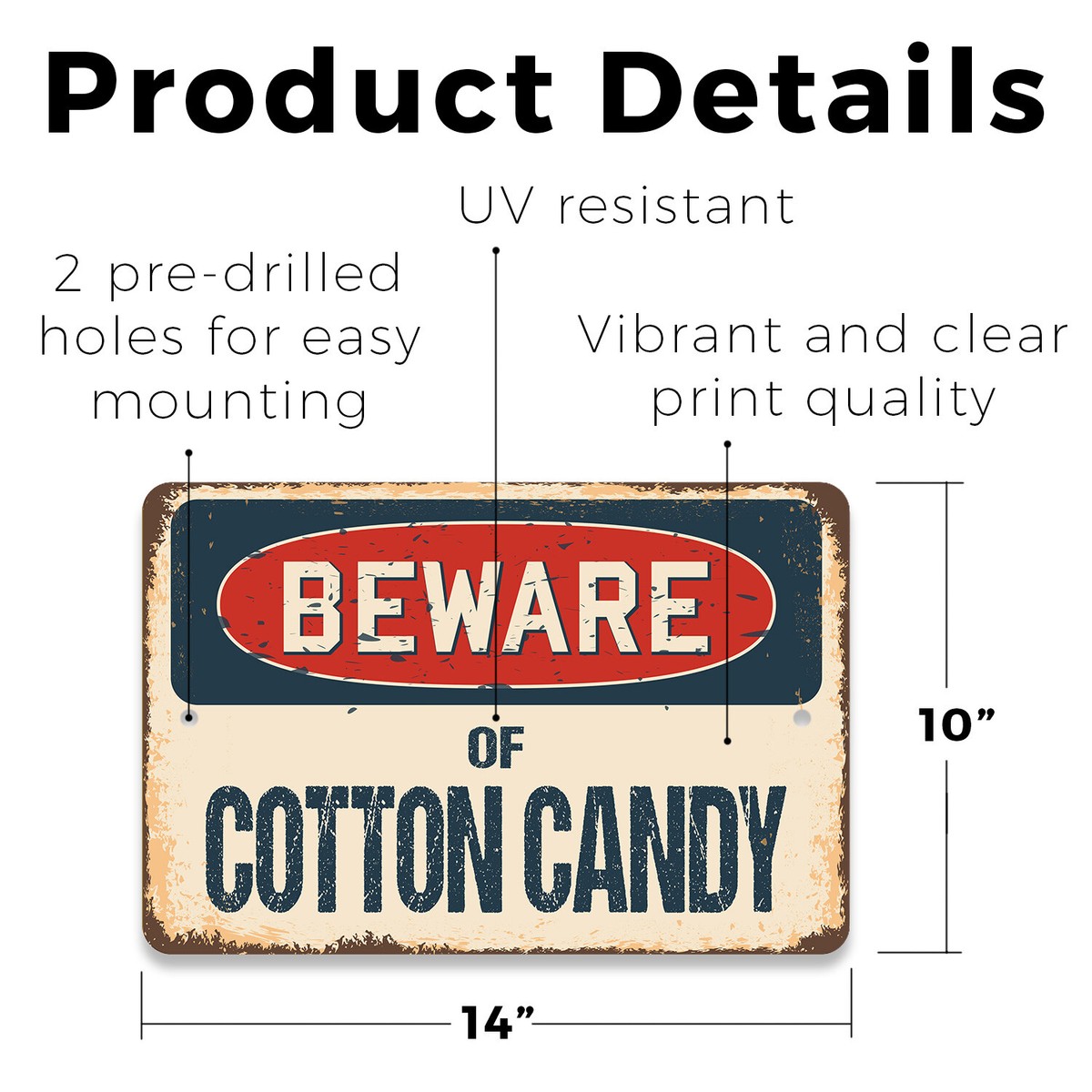 Cotton Candy (3 Pack) Plastic Street Sign Crossing Warning Vintage