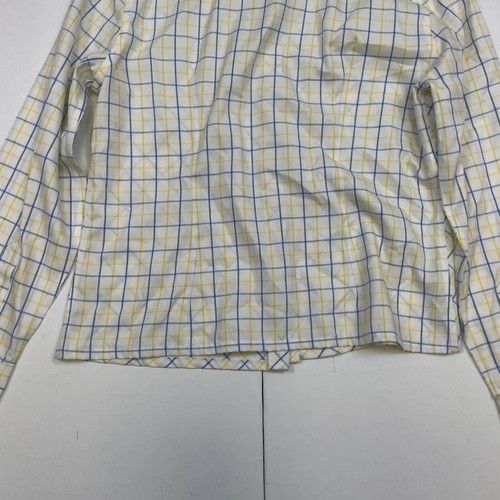 Lands' End Shirt 10 White Check Womens Long Sleeve Button Up Collared Cotton - Picture 10 of 11