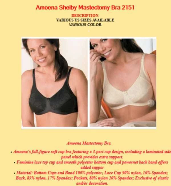 Sujetador Amoena 2151 Shelby Copa Suave Mastectomía Sin Alambres Difícil de Encontrar Br  Foto 2 de 3