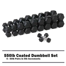 CAP 150lb-550lb Rubber Hex Dumbbell Complete Set Commercial Home Gym Weights