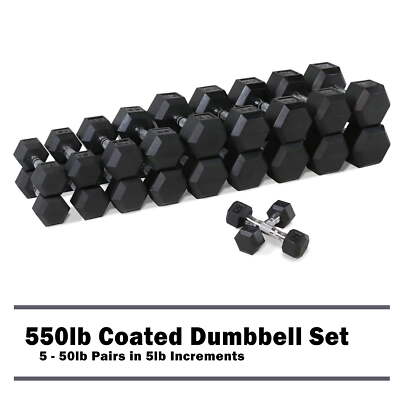 CAP 150lb-550lb Rubber Hex Dumbbell Complete Set Commercial