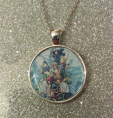 Kingdom Hearts Themed Disney Stained Glass Necklace Keyring Alice in Wonderland