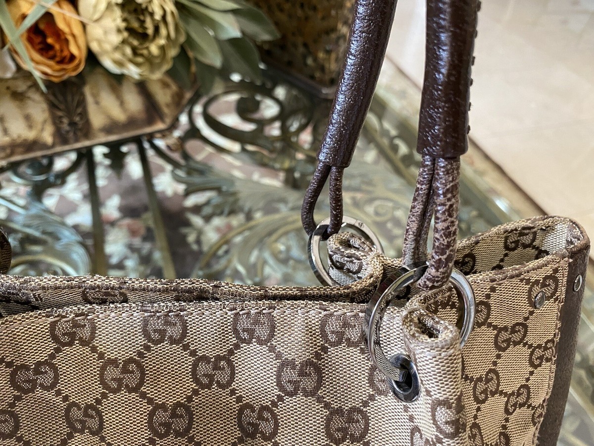 バッグ gucci gg canvas handbag brown vintage Vintage Gucci Brown GG Coated Canvas Leather Speedy Handbag 002 39